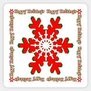 Red Snowflake Happy Holidays Sticker